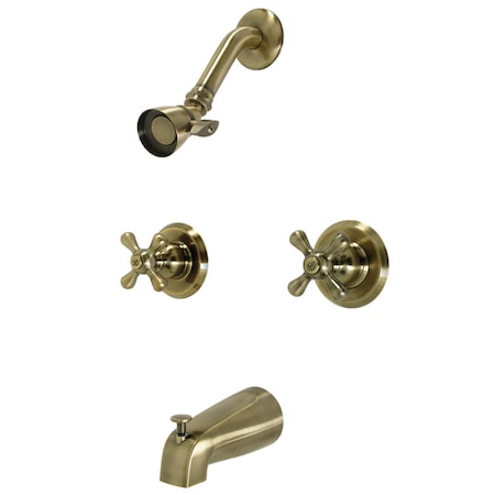 Kingston Brass KB243AXAB Two-Handle Tub and Shower Faucet, Antique Brass KB243AXAB